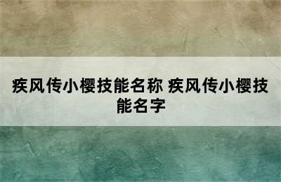 疾风传小樱技能名称 疾风传小樱技能名字